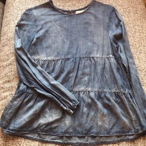 Altar’d State chambray denim tiered blouse